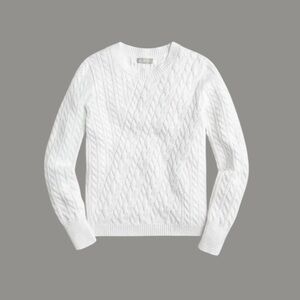 NWT J.Crew XXL white cotton diagonal cable knit sweater
